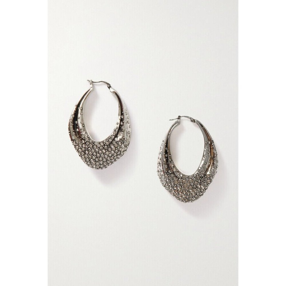 NIB $1200 ALEXANDER MCQUEEN SCULPTURAL PAVE CRYSTAL HOOP EARRINGS SOLD OUT!!! - Picture 2 of 8